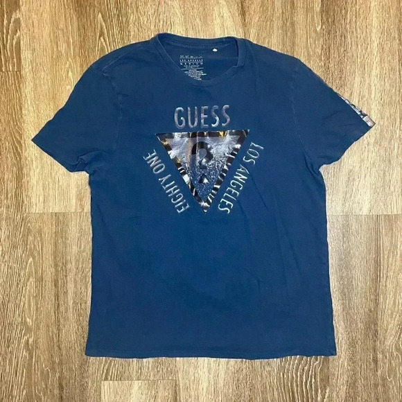 Mens Guess Blue Short Sleeve Tshirt - M - Picture 1 of 6